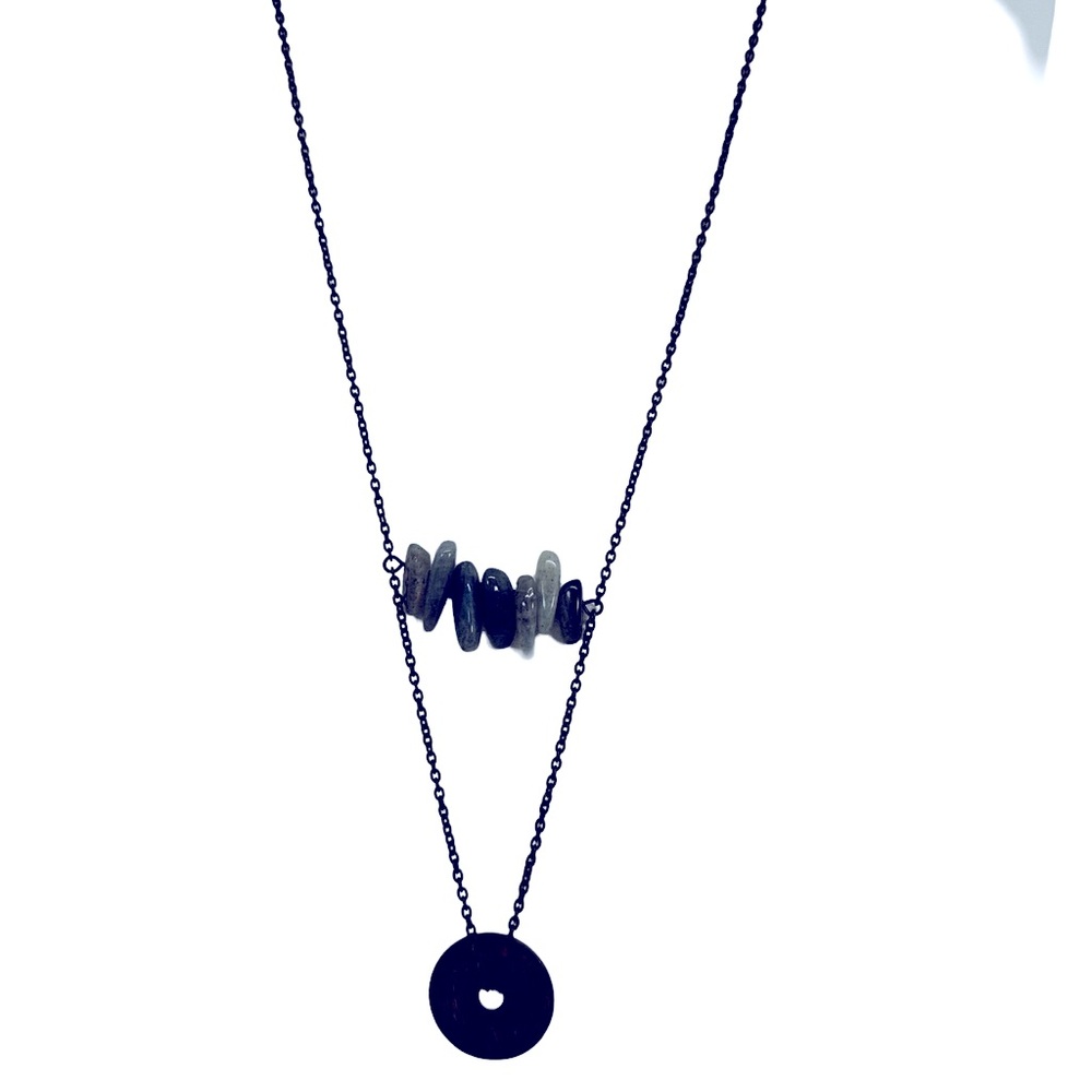 One of a kind handmade Chicago artist 15 inch necklace spike blue kyanite, NWT